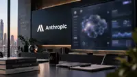 Logo Anthropic dans un environnement technologique avec l’interface volontairement floutée d’un futur modèle Claude, illustrant la préparation d’un nouveau modèle face à GPT-6 Astra.