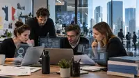 Équipe d’une PME française travaillant avec des outils d’intelligence artificielle et d’automatisation face au risque de décrochage avec les grandes entreprises