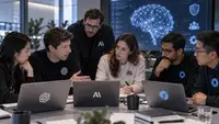 Illustration réaliste de chercheurs et ingénieurs représentant OpenAI, Anthropic et Google DeepMind travaillant ensemble sur la sécurité de l’intelligence artificielle, autour de modèles d’IA avancés, d’agents autonomes et de systèmes de contrôle destinés à réduire les risques liés aux nouvelles capacités des modèles.