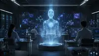 Illustration éditoriale réaliste représentant Inherent IA et son agent scientifique Faraday dans un laboratoire de recherche en intelligence artificielle, avec une entité holographique centrale, des chercheurs, des écrans d’analyse scientifique, des modèles moléculaires, des données expérimentales et des infrastructures de calcul, pour illustrer les performances annoncées de Faraday face à Claude Opus 4.8 d’Anthropic et GPT-5.5 d’OpenAI sur le benchmark de réplication scientifique Replica.