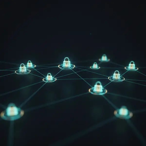 Illustration d'un cadenas numérique protégeant un réseau d'entreprise, symbolisant l'implémentation d'une Architecture Zero Trust pour sécuriser les accès nomades des PME.