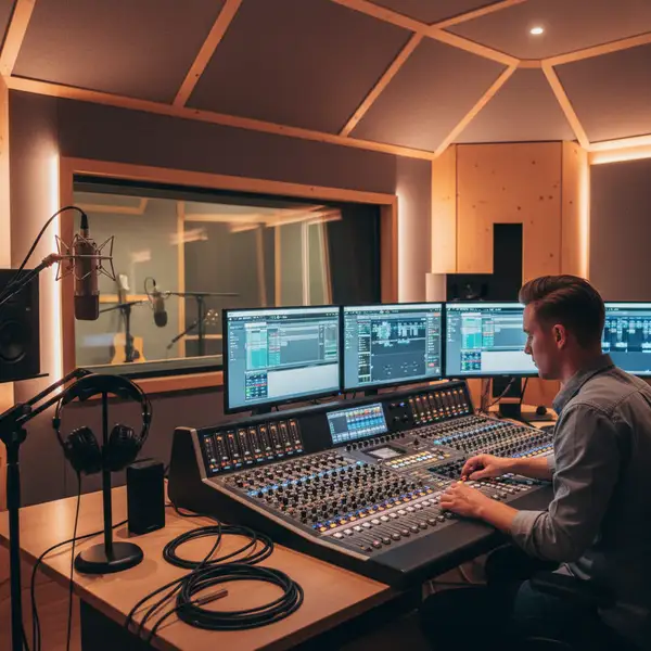Illustration d'une onde sonore stylisée intégrant le logo d'une PME, symbolisant l'impact de l'audio branding PME sur