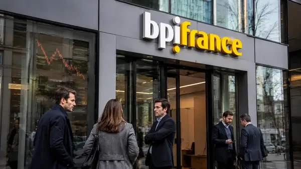 Siège de Bpifrance avec des dirigeants face à la baisse des valorisations des start-up.