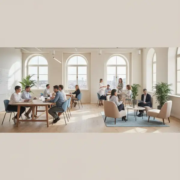 Des entrepreneurs souriants et collaboratifs dans un espace de coworking, illustrant les avantages des Coopératives d'Activité et d'Emploi (CAE) pour les indépendants en 2026.