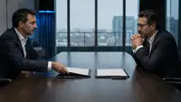     Deux associés face à face autour d’une offre de cession de titres.