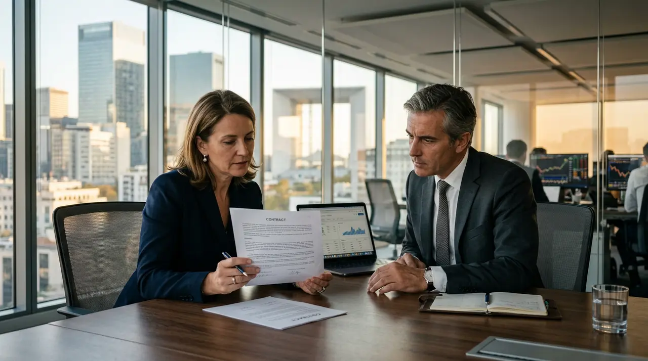Illustration de deux mains serrant un contrat de rachat, symbolisant la confiance et la crédibilité d'une offre de rachat réussie.