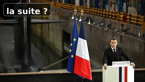 Illustration d'un sous-marin nucléaire français (SNLE 3G) symbolisant l'investissement de 413 milliards d'euros dans l'économie de défense et la souveraineté de la France.