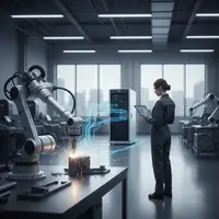 Schéma illustrant l'interconnexion entre des capteurs industriels, un serveur Edge Computing PME local et un datacenter Cloud distant, symbolisant une architecture hybride.