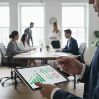 Illustration de l'entrepreneuriat à impact montrant des mains qui s'entraident, des symboles de croissance financière et des icônes environnementales, reflétant la double performance.