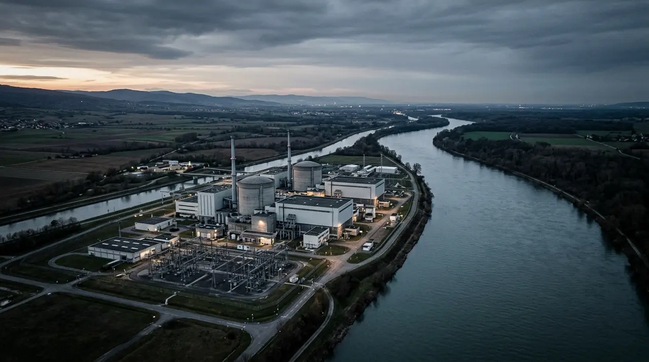 Vue aérienne du site de l'ancienne centrale nucléaire de Fessenheim, symbolisant la reconversion des Territoires après un choc industriel majeur.