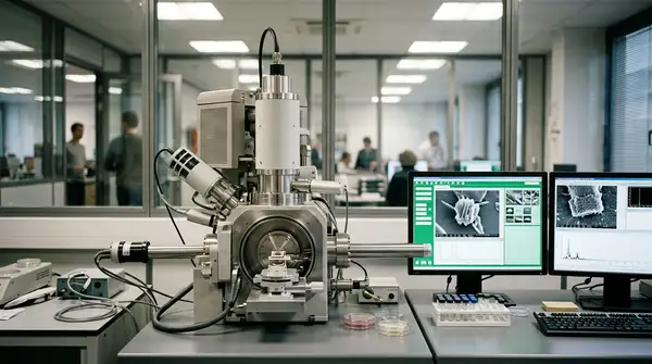 Une PME innovante bénéficiant d'un financement Deeptech européen, symbolisé par des graphiques de croissance et des symboles de l'UE, illustrant l'opportunité de financement Deeptech PME.