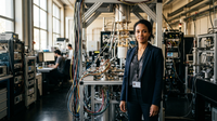 Illustration d'une équipe de chercheurs travaillant sur des capteurs quantiques, symbolisant l'innovation et le financement deeptech UE.