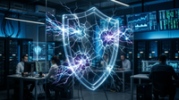 Serveur informatique sécurisé illustrant l'IA et limite de détection face aux cyberattaques.
