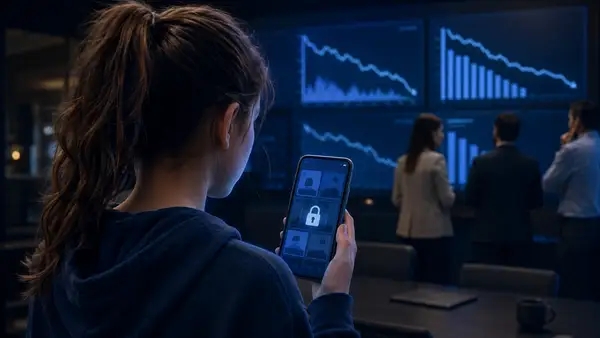 Adolescente face à des applications de réseaux sociaux bloquées en France