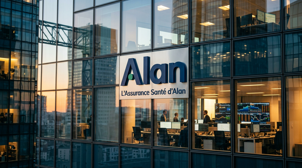 Logo de la licorne Alan et graphiques de croissance pour la levée fonds Alan avec Prosus.