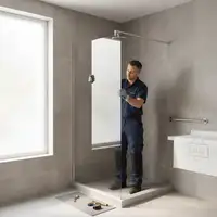 Un artisan spécialisé installe des équipements d'accessibilité pour l'adaptation d'un logement, illustrant le boom du secteur.