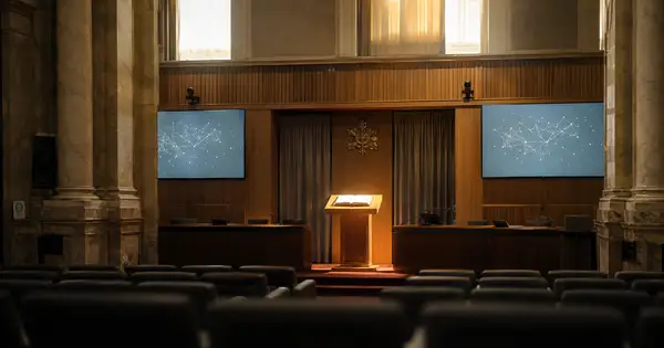Salle du Synode au Vatican lors de la présentation officielle de l'encyclique Magnifica Humanitas du pape Léon XIV sur l'intelligence artificielle, le 25 mai 2026.