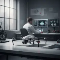 Un drone de reconnaissance en milieu confiné, symbole des technologies duales, illustrant le succès d'une PME sur les marchés DGA PME.