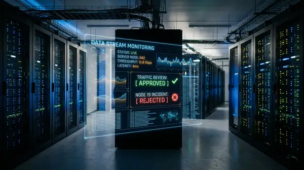 Interface de gestion publicitaire montrant le processus de modération IA Meta pour une entreprise.