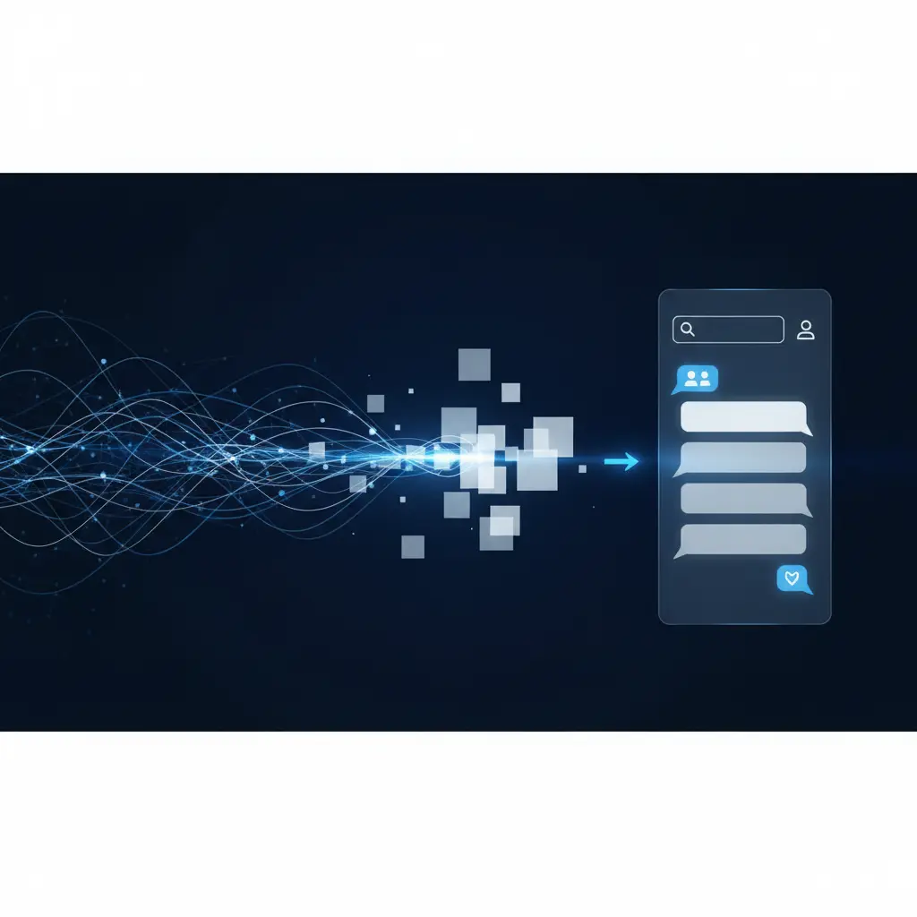Illustration d'une interface de newsletter IA prédictive, avec des graphiques de données et des icônes d'intelligence artificielle, symbolisant la personnalisation avancée.
