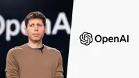 Sam Altman, dirigeant d’OpenAI devant l’identité visuelle de l’entreprise, à l’heure où ChatGPT fait l’objet d’une enquête américaine sur sa sécurité avant une possible introduction en Bourse.