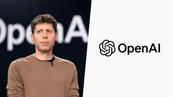 Sam Altman, dirigeant d’OpenAI devant l’identité visuelle de l’entreprise, à l’heure où ChatGPT fait l’objet d’une enquête américaine sur sa sécurité avant une possible introduction en Bourse.