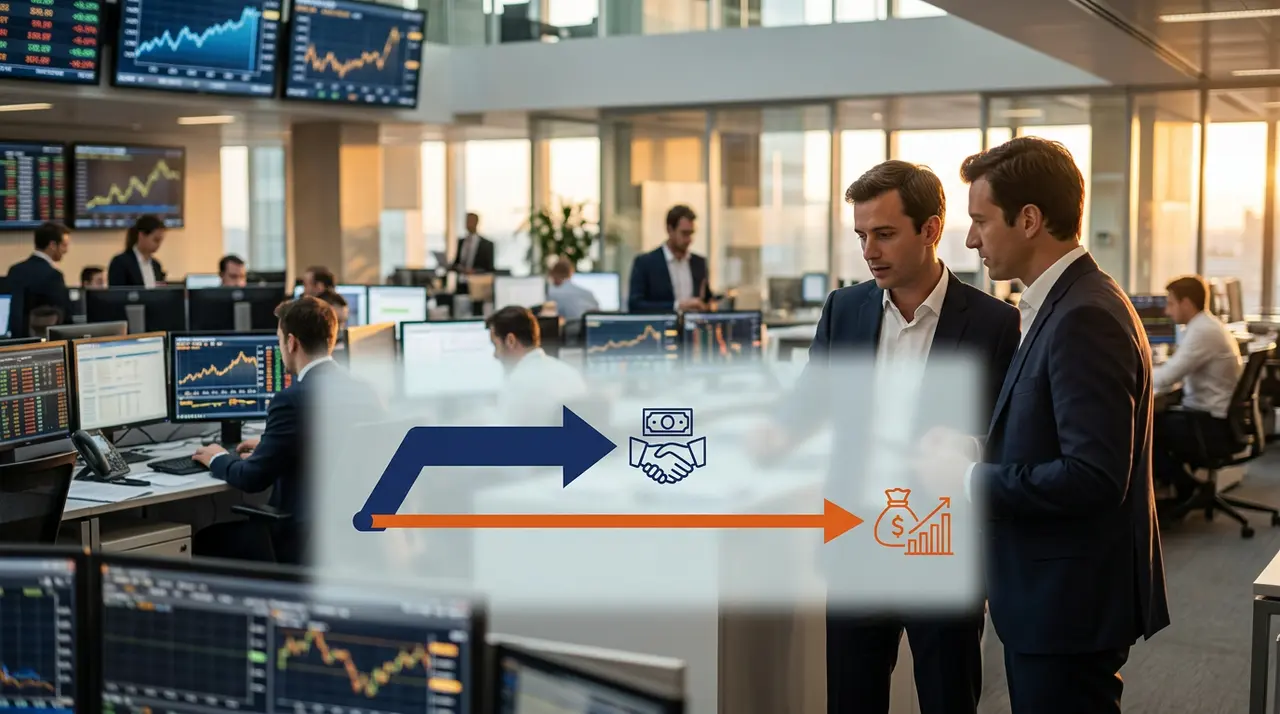 Illustration de deux flèches s'entrecroisant, symbolisant le parrainage et l'affiliation, pour une croissance d'entreprise.