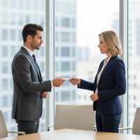 Illustration de deux professionnels B2B se serrant la main, symbolisant un programme de parrainage B2B PME réussi et la croissance des clients.