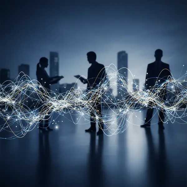 Une image représentant un réseau de connexions numériques et humaines, symbolisant un programme d'affiliation B2B pour les PME en pleine croissance.