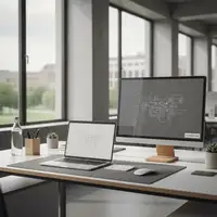 Un ordinateur portable reconditionné posé sur un bureau, symbolisant l'économie circulaire et la réduction du budget hardware des PME.