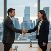 Illustration d'une main tendue entre deux personnes, symbolisant la médiation et la préservation de la relation client lors de la récupération d'impayés.