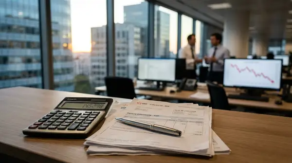 Graphique montrant une flèche rouge pointant vers le bas, symbolisant l'alerte de la Banque de France sur les retards de paiement PME et la trésorerie en baisse.