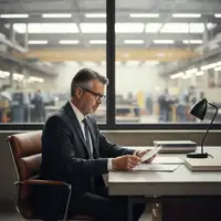retraite dirigeant PME — Un dirigeant de PME, pensif, devant un tableau de bord financier, symbolisant l'anticipation