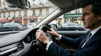Un panneau de signalisation routière avec un pictogramme de danger, symbolisant le risque routier en entreprise.