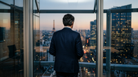 Un dirigeant de PME, l'air préoccupé, tenant sa tête, symbolisant la détresse psychologique et l'impact sur la santé des dirigeants.