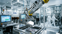 Illustration d'une usine de fabrication de semi-conducteurs, symbolisant la souveraineté industrielle et l'innovation technologique en France.