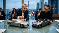 Illustration de la collaboration entre Stellantis et DongDeng, symbolisant une co-entreprise automobile mondiale et stratégique.