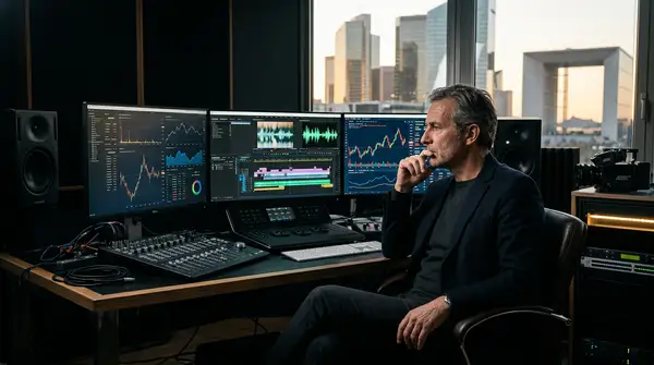 Illustration d'un écran de télévision diffusant du contenu en streaming en France, avec des icônes représentant la propriété intellectuelle et l'économie numérique.