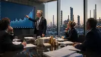 Illustration conceptuelle de la fiscalité des entreprises, avec des graphiques financiers et des symboles monétaires, représentant l'impact d'une taxe sur les superprofits.
