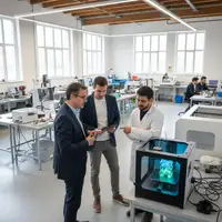 tiers-lieux innovation — Une vue dynamique d'un tiers-lieu innovation moderne, avec des personnes collaborant autour de
