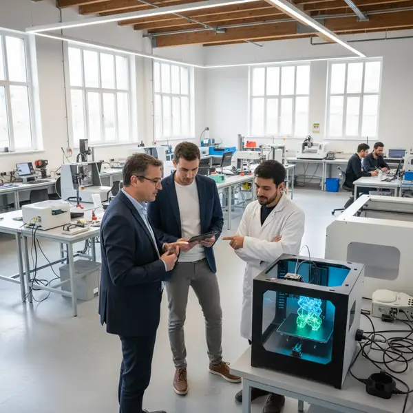 tiers-lieux innovation — Une vue dynamique d'un tiers-lieu innovation moderne, avec des personnes collaborant autour de