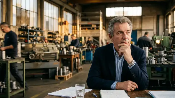 Réunion stratégique pour la transmission entreprise France entre un cédant et un repreneur de PME.