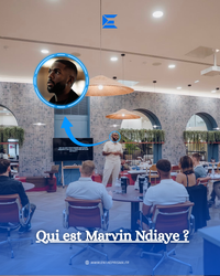 Image de Marvin Ndiaye en conférence avec un texte « Qui est Marvin Ndiaye ? »