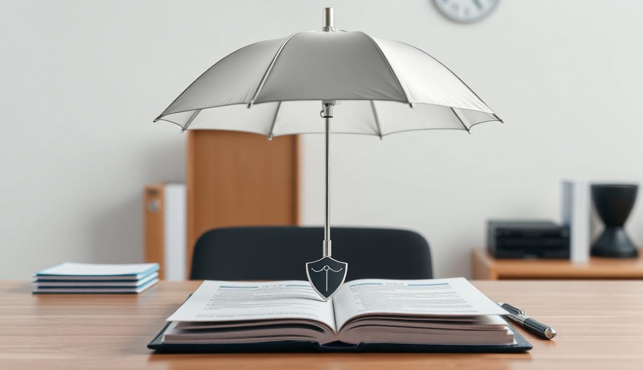 Parapluie protecteur au-dessus d'un contrat d'assurance RC Pro